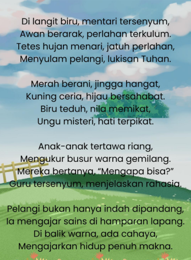 Cover Puisi Pelangi Diujung Langit